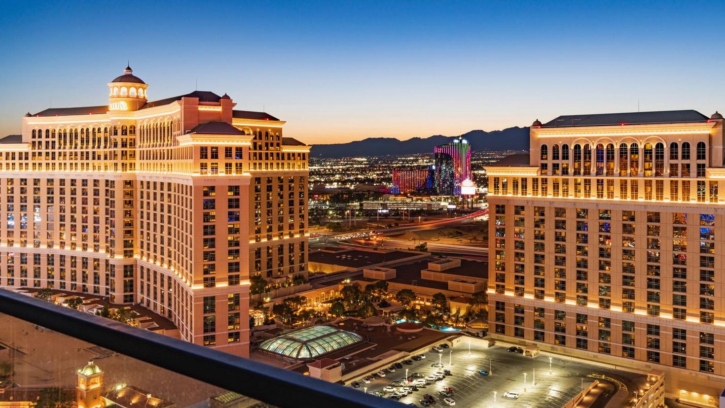 Aerial view of Las Vegas Strip at night